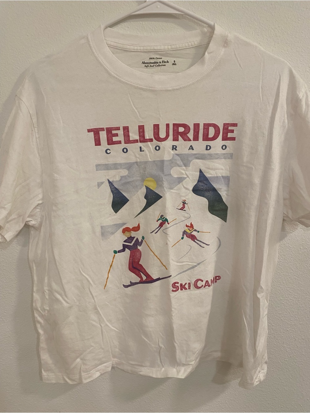 Abercrombie & Fitch White Telluride Colorado Ski Camp 100% Cotton Graphic Tee